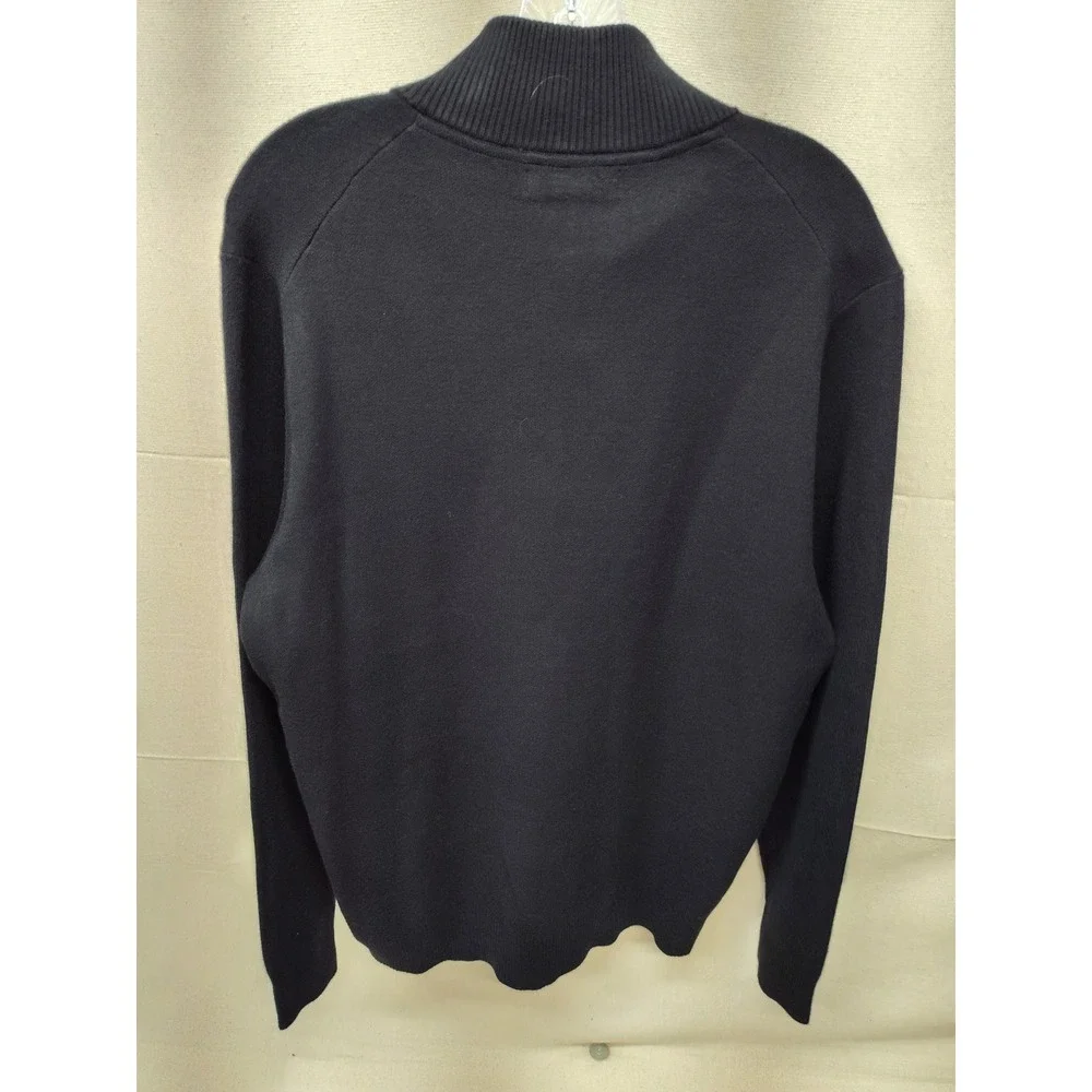 Lachlan British Inspired Mens Black Quarter‎ Zip Pullover Sweater Large